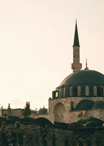Istanbul mosque skyline at sunset in Türkiye
