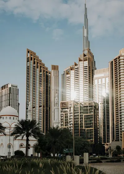 Modern Dubai skyline in the United Arab Emirates